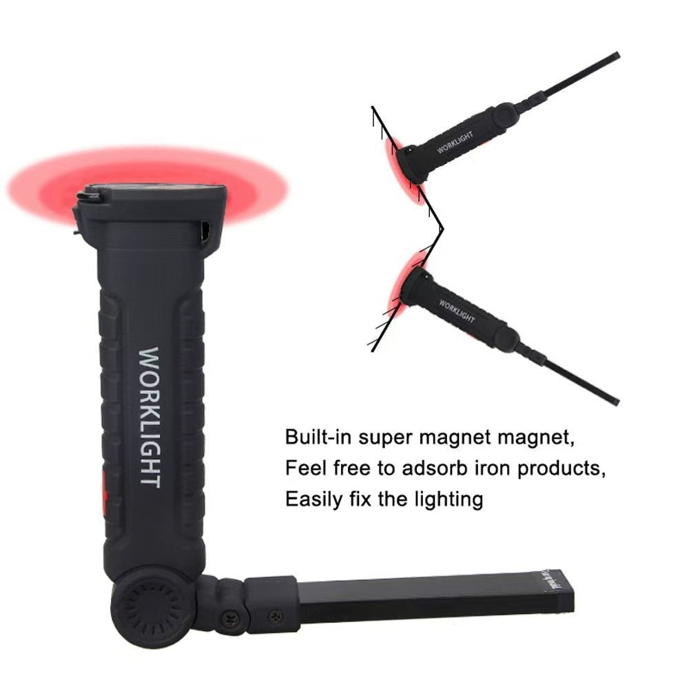 Luz de Trabajo LED Recargable con Base Magnética y Rotación de 360° – 5 Modos de Iluminación