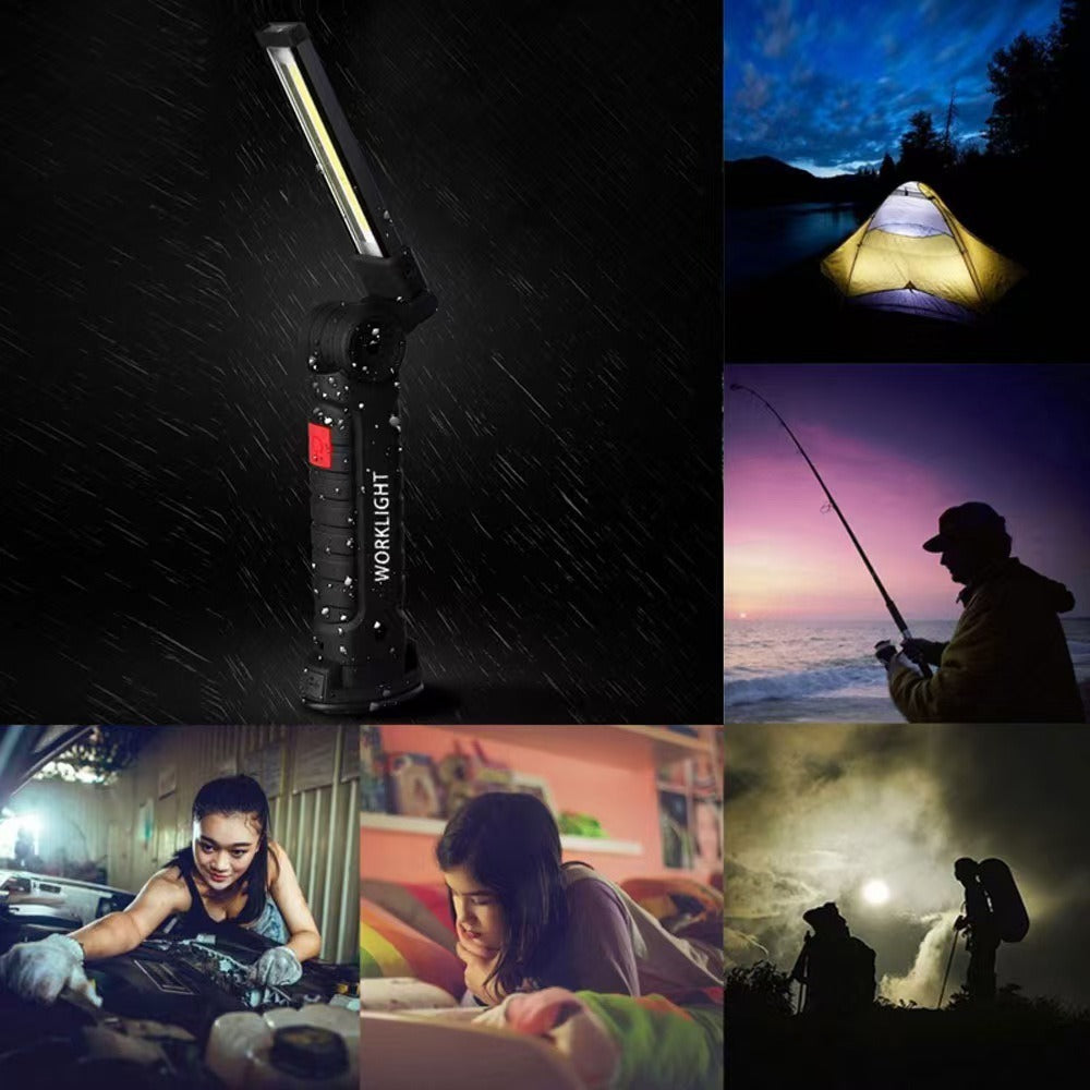 Luz de Trabajo LED Recargable con Base Magnética y Rotación de 360° – 5 Modos de Iluminación